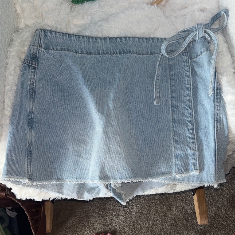 Altar'd State Light Blue Denim Mini Skort